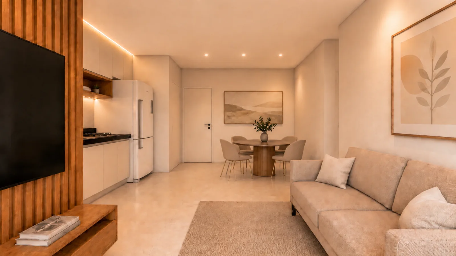 Novo ângulo da sala com iluminação natural
